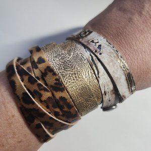 Bundle of 3 Slim Wrap Cuffs- Size XL in gold metallics
